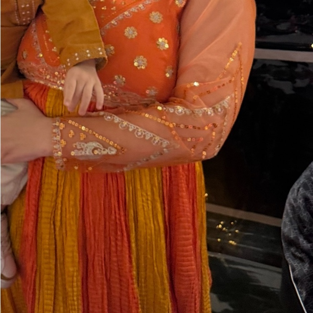 Orange and Yellow Embellished Dress KURTA